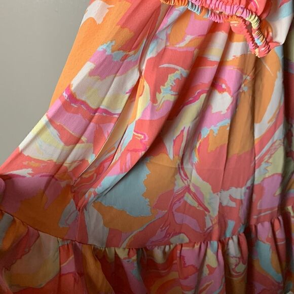 Lina colorful cold shoulder mini dress off the shoulder small - Picture 9 of 12